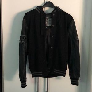 Brave Soul Luxe S Black Hooded Snap Button Jacket